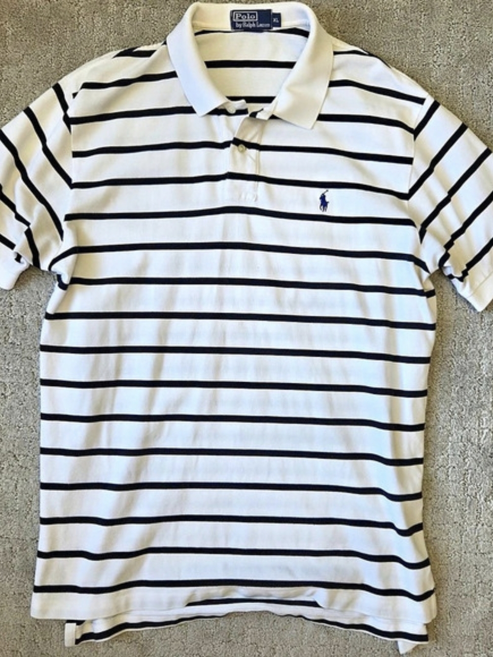 Polo by Ralph Lauren Striped Polo in White & Black XL Like New